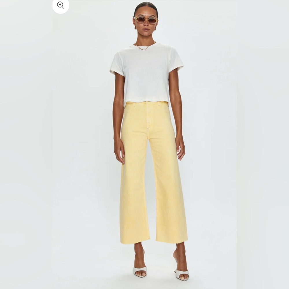 pistola PENNY HIGH RISE WIDE LEG CROP JEAN - SOFT HONEY - yellow 28